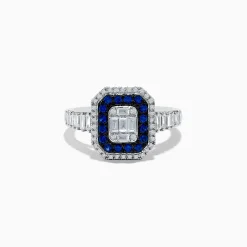 Rings|Effy Jewelry Royale Bleu 14K White Gold Blue Sapphire and Diamond Ring