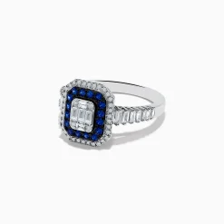 Rings|Effy Jewelry Royale Bleu 14K White Gold Blue Sapphire and Diamond Ring