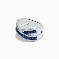 Rings|Effy Jewelry Royale Bleu 14K White Gold Sapphire and Diamond Ring, 2.65 TCW
