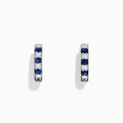 Earrings|BH Multi Royale Bleu 14K White Gold Sapphire and Diamond Hoop Earrings