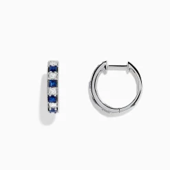 Earrings|BH Multi Royale Bleu 14K White Gold Sapphire and Diamond Hoop Earrings