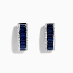 Earrings|Effy Jewelry Royale Bleu 14K White Gold Blue Sapphire and Diamond Earrings