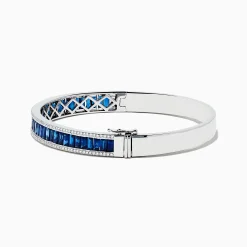 Bracelets|Effy Jewelry Royale Bleu 14K White Gold Blue Sapphire and Diamond Bangle