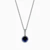 Necklaces & Pendants|Effy Jewelry Royale Bleu 14K White Gold Sapphire and Diamond Pendant, 1.79 TCW