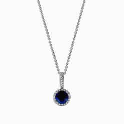 Necklaces & Pendants|Effy Jewelry Royale Bleu 14K White Gold Sapphire and Diamond Pendant, 1.79 TCW