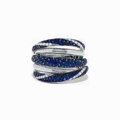 Rings|BH Multi Royale Bleu 14K White Gold Sapphire and Diamond Ring, 1.04 TCW