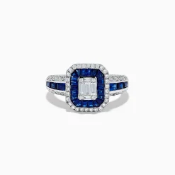 Rings|Effy Jewelry Royale Bleu 14k White Gold Blue Sapphire and Diamond Ring