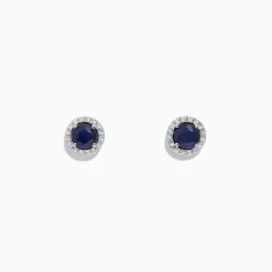 Earrings|Effy Jewelry Royale Bleu 14K White Gold Sapphire u0026 Diamond Stud Earrings, 1.27 TCW