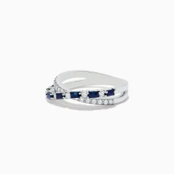 Rings|BH Multi Royale Bleu 14K White Gold Blue Sapphire and Diamond Crossover Ring