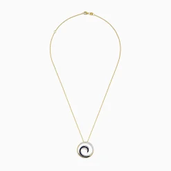 Necklaces & Pendants|Effy Jewelry Royale Bleu 14K Yellow Gold Sapphire u0026 Diamond Wave Pendant, 0.49 TCW