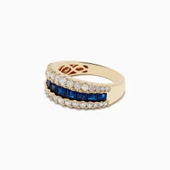 Rings|Effy Jewelry Royale Bleu 14K Yellow Gold Blue Sapphire and Diamond Ring