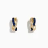 Earrings|Effy Jewelry Royale Bleu 14K Yellow Gold Blue Sapphire and Diamond Earrings