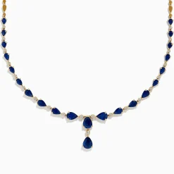 Necklaces & Pendants|Effy Jewelry Royale Bleu 14K Yellow Gold Blue Sapphire and Diamond Necklace