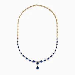 Necklaces & Pendants|Effy Jewelry Royale Bleu 14K Yellow Gold Blue Sapphire and Diamond Necklace
