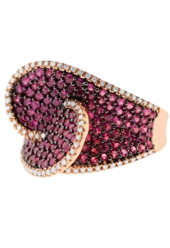 Rings|Effy Jewelry Ruby Royal 14K Rose Gold Pave Ruby Cocktail Ring, 2.64 TCW