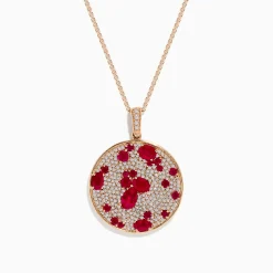 Necklaces & Pendants|Effy Jewelry Ruby Royal 14K Rose Gold Ruby and Diamond Statement Pendant, 4.19 TCW