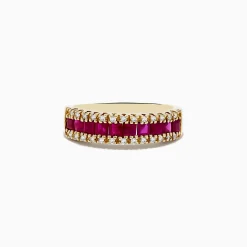 Rings|Effy Jewelry Ruby Royal 14K Yellow Gold Princess Cut Ruby Band, 1.46 TCW