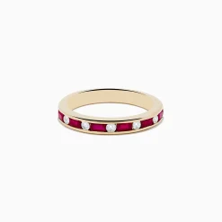 Rings|Effy Jewelry Ruby Royal 14K Yellow Gold Ruby and Diamond Channel-Set Stacking Band, 0.72 TCW