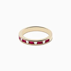 Rings|Effy Jewelry Ruby Royal 14K Yellow Gold Ruby and Diamond Channel-Set Stacking Band, 0.72 TCW