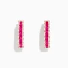 Earrings|BH Multi Ruby Royale 14K Rose Gold Baguette Cut Ruby 3/4" Hoop Earrings