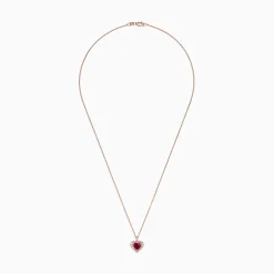 Necklaces & Pendants|Effy Jewelry Ruby Royale 14K Rose Gold Heart Shaped Ruby Pendant, 1.28 TCW
