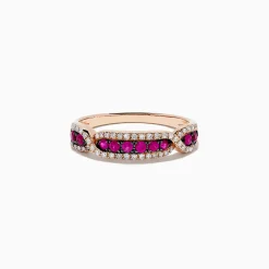 Rings|BH Multi Ruby Royale 14K Rose Gold Pave Ruby and Diamond Band, 0.44 TCW