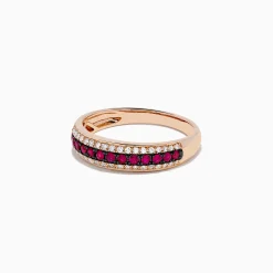 Rings|BH Multi Ruby Royale 14K Rose Gold Pave Ruby and Diamond Band, 0.38 TCW
