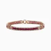 Bracelets|BH Multi Ruby Royale 14K Rose Gold Princess Cut Ruby and Diamond Tennis Bracelet, 7.66 TCW