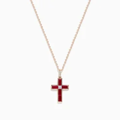 Necklaces & Pendants|BH Multi Ruby Royale 14K Rose Gold Ruby and Diamond Cross Pendant