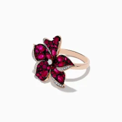 Rings|Effy Jewelry Ruby Royale 14K Rose Gold Ruby and Diamond Flower Ring