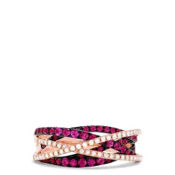 Rings|Effy Jewelry Ruby Royale 14K Rose Gold Ruby u0026 Diamond Crossover Band, 0.81 TCW