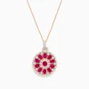 Necklaces & Pendants|BH Multi Ruby Royale 14K Rose Gold Ruby and Diamond Mandala Pendant