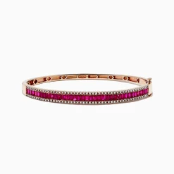Bracelets|Effy Jewelry Ruby Royale 14K Rose Gold Ruby and Diamond Bangle, 3.93 TCW