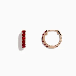 Earrings|BH Multi Ruby Royale 14K Rose Gold Ruby Huggie Earrings, 0.57 TCW