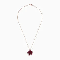 Necklaces & Pendants|Effy Jewelry Ruby Royale 14K Rose Gold Ruby and Diamond Flower Pendant