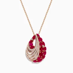 Necklaces & Pendants|Effy Jewelry Ruby Royale 14K Rose Gold Ruby and Diamond Pendant 3.79 TCW