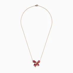 Necklaces & Pendants|BH Multi Ruby Royale 14K Rose Gold Ruby and Diamond Bow Necklace, 2.97 TCW