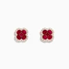 Earrings|Effy Jewelry Ruby Royale 14K Rose Gold Ruby and Diamond Flower Stud Earrings