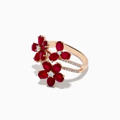 Rings|Effy Jewelry Ruby Royale 14K Rose Gold Ruby Flower Cocktail Ring