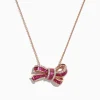 Necklaces & Pendants|Effy Jewelry Ruby Royale 14K Rose Gold Ruby Diamond Bow Pendant, 1.94 TCW
