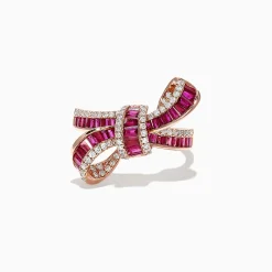 Rings|Effy Jewelry Ruby Royale 14K Rose Gold Ruby and Diamond Bow Ring, 1.61 TCW