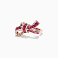 Rings|Effy Jewelry Ruby Royale 14K Rose Gold Ruby and Diamond Bow Ring, 1.61 TCW