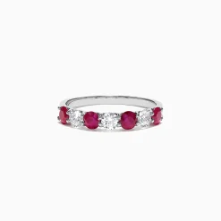 Rings|Effy Jewelry Ruby Royale 14K White Gold Ruby and Diamond Stacking Band, 1.39 TCW