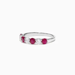 Rings|Effy Jewelry Ruby Royale 14K White Gold Ruby and Diamond Stacking Band, 1.39 TCW