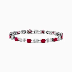 Bracelets|Effy Jewelry Ruby Royale 14K White Gold Ruby and Diamond Tennis Bracelet