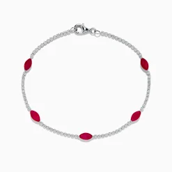 Bracelets|Effy Jewelry Ruby Royale 14K White Gold Ruby and Diamond Tennis Bracelet