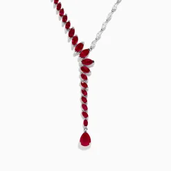 Necklaces & Pendants|BH Multi Ruby Royale 14K White Gold Ruby and Diamond Statement Necklace 11.80 TCW