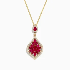 Necklaces & Pendants|Effy Jewelry Ruby Royale 14K Yellow Gold Ruby and Diamond Pendant