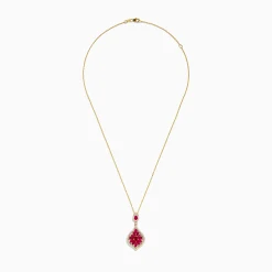 Necklaces & Pendants|Effy Jewelry Ruby Royale 14K Yellow Gold Ruby and Diamond Pendant
