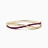 Bracelets|Effy Jewelry Ruby Royale 14K Yellow Gold Ruby and Diamond Crossover Bangle